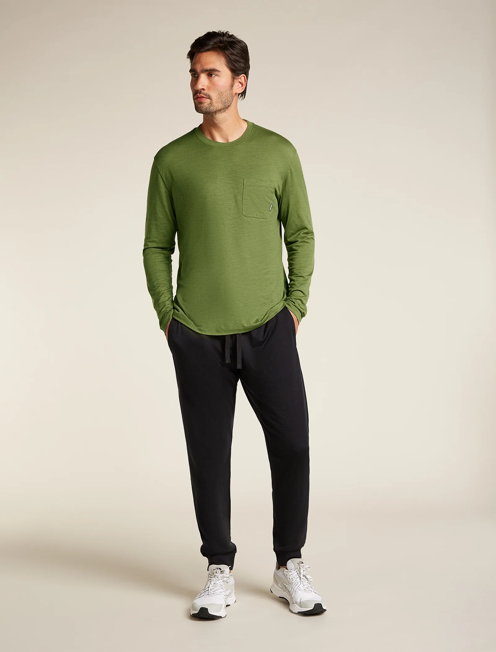Camiseta de manga larga holgada con bolsillo Tech Lite Merino 150 para hombre