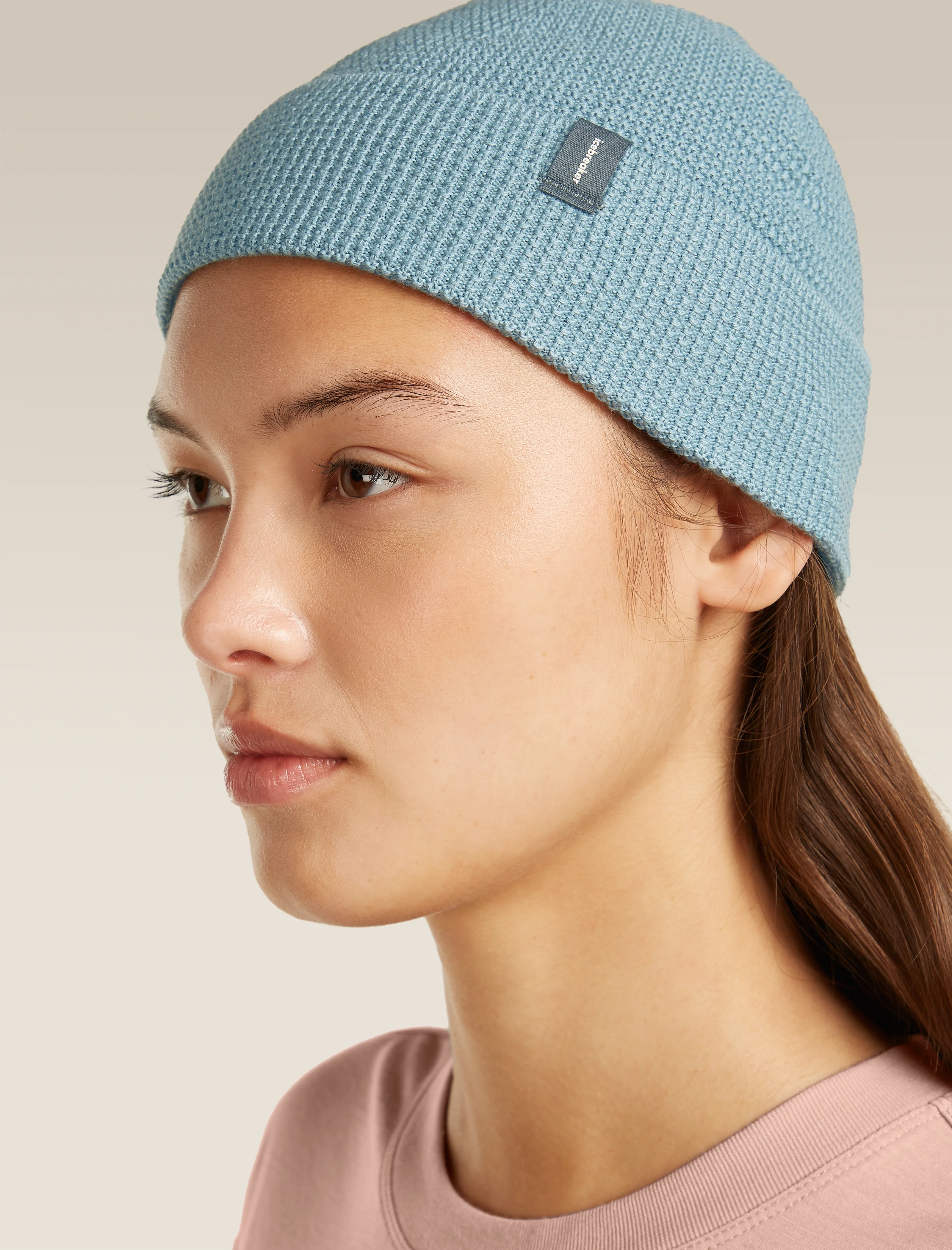 Gorro de cuello con dobladillo de lana merina unisex