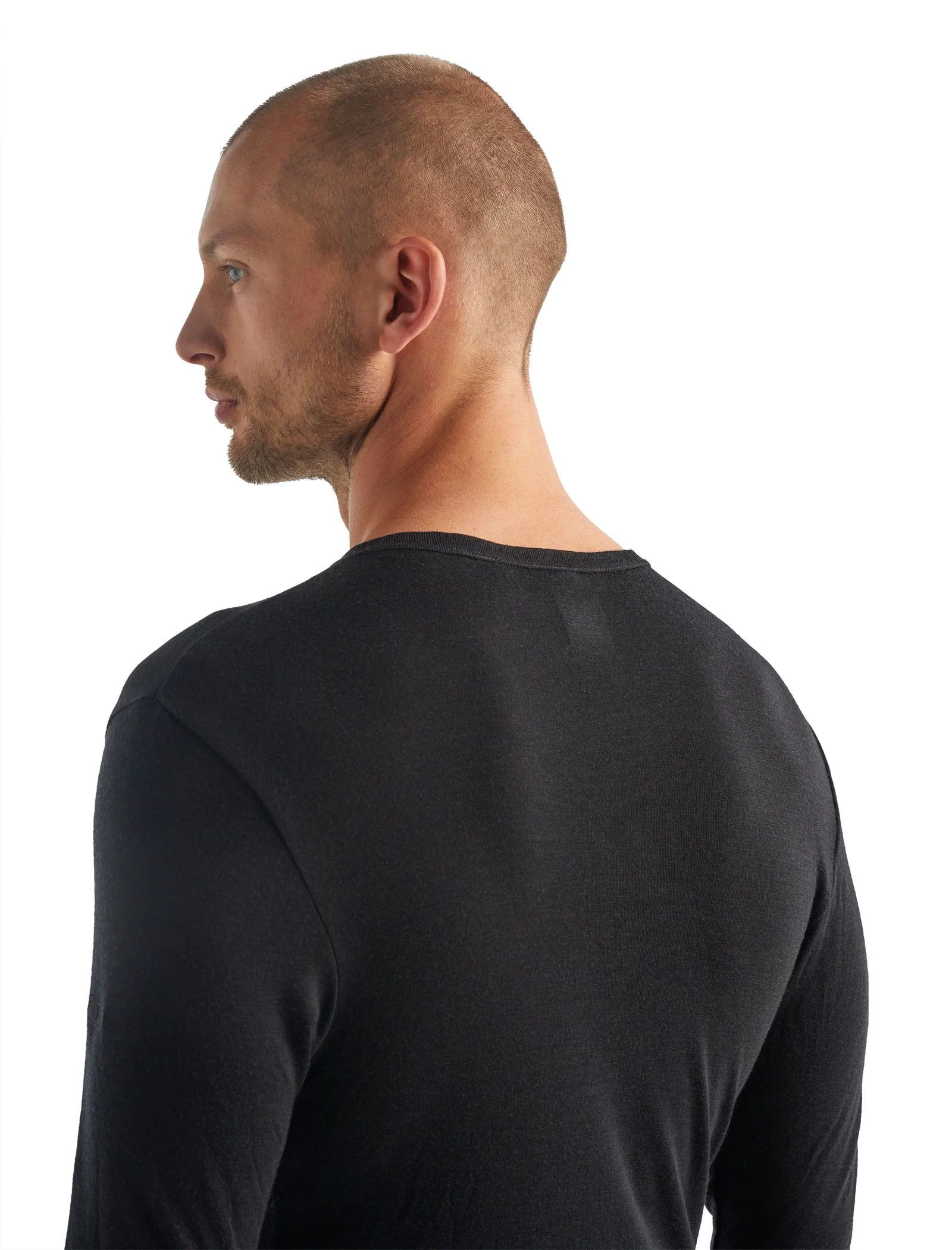Camiseta térmica de manga larga Crewe de lana merina 100% para hombre