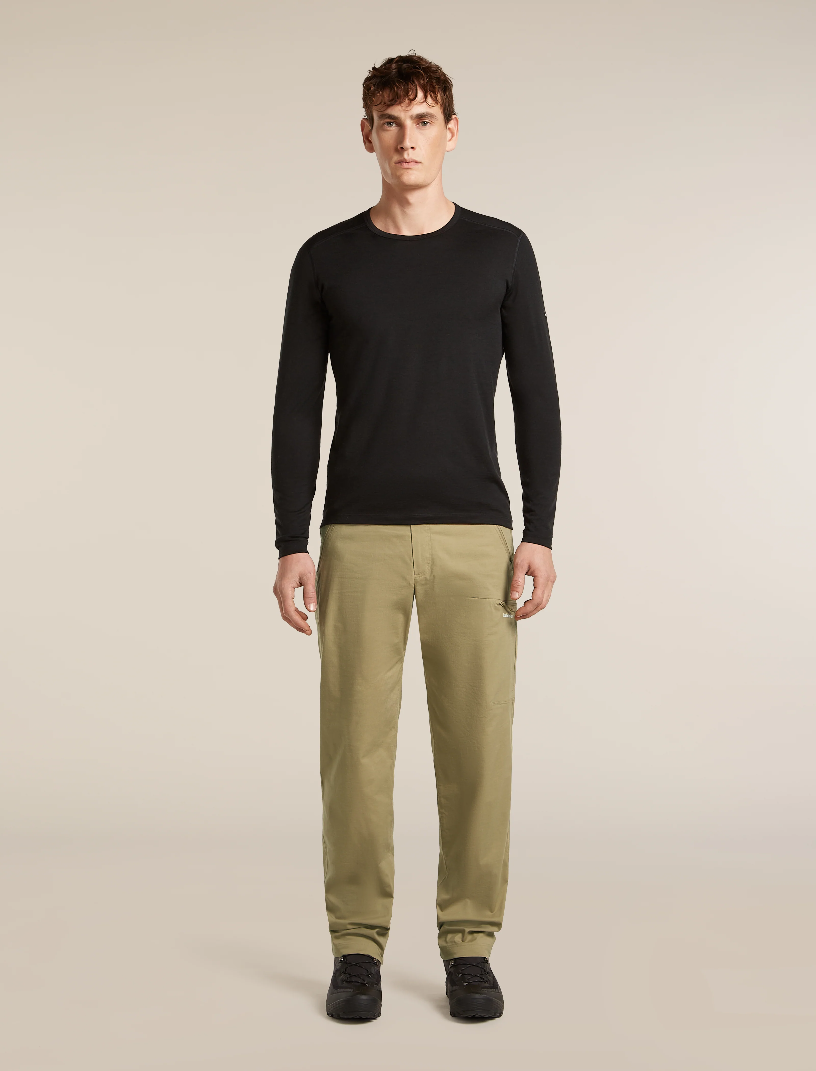 Pantalones elásticos de mezcla de lana merina para hombre