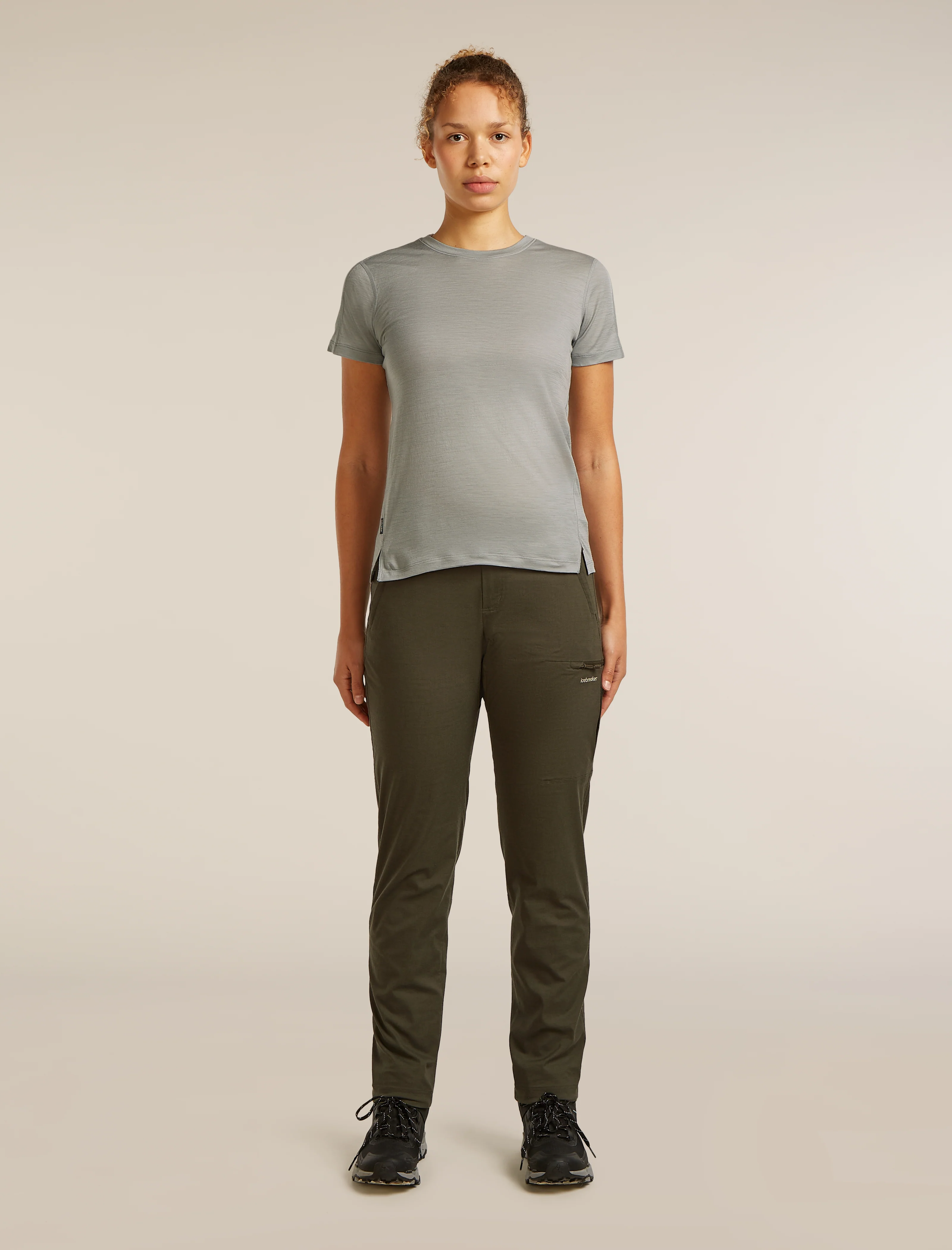 Pantalones elásticos de mezcla de lana merina para mujer