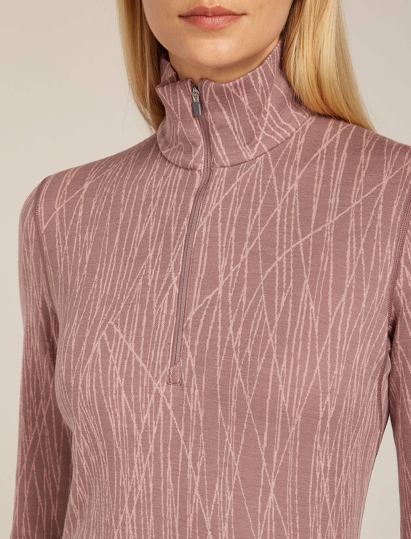 Camiseta térmica de manga larga con cierre a media altura Merino 260 Tech Vertex para mujer, líneas Delta