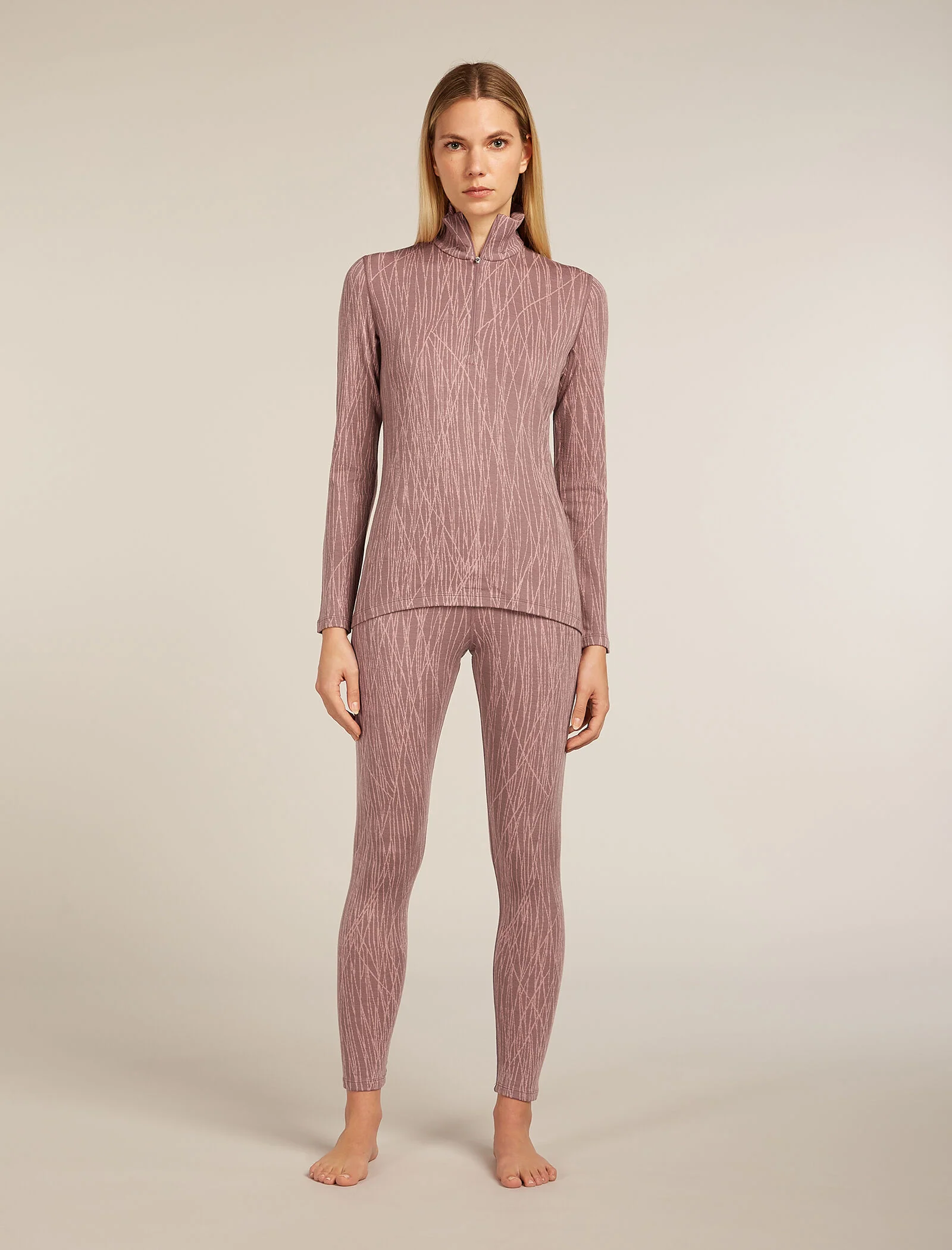 Camiseta térmica de manga larga con cierre a media altura Merino 260 Tech Vertex para mujer, líneas Delta