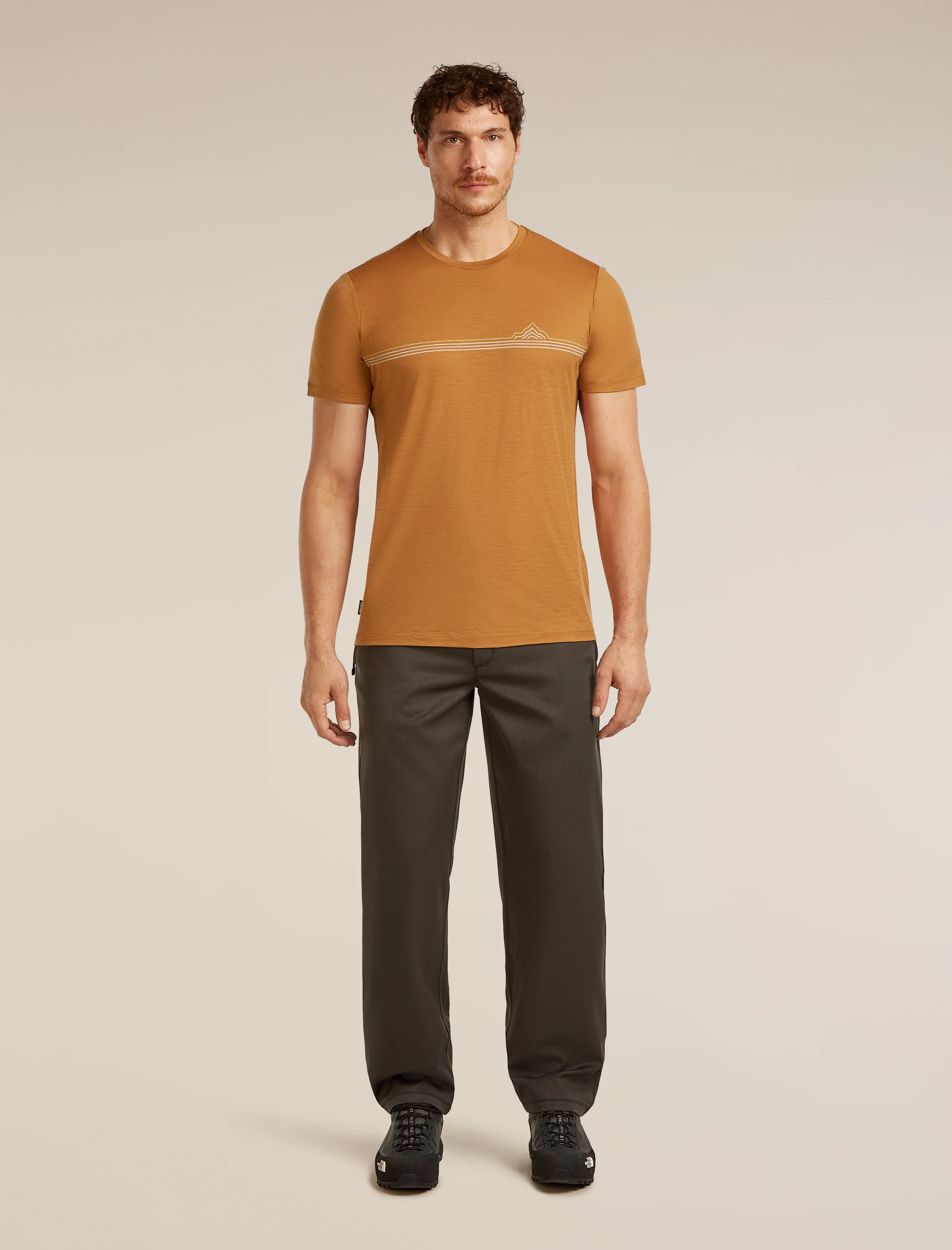 Rango de camiseta corta de manga corta Merino 150 Tech Lite para hombre con rayas