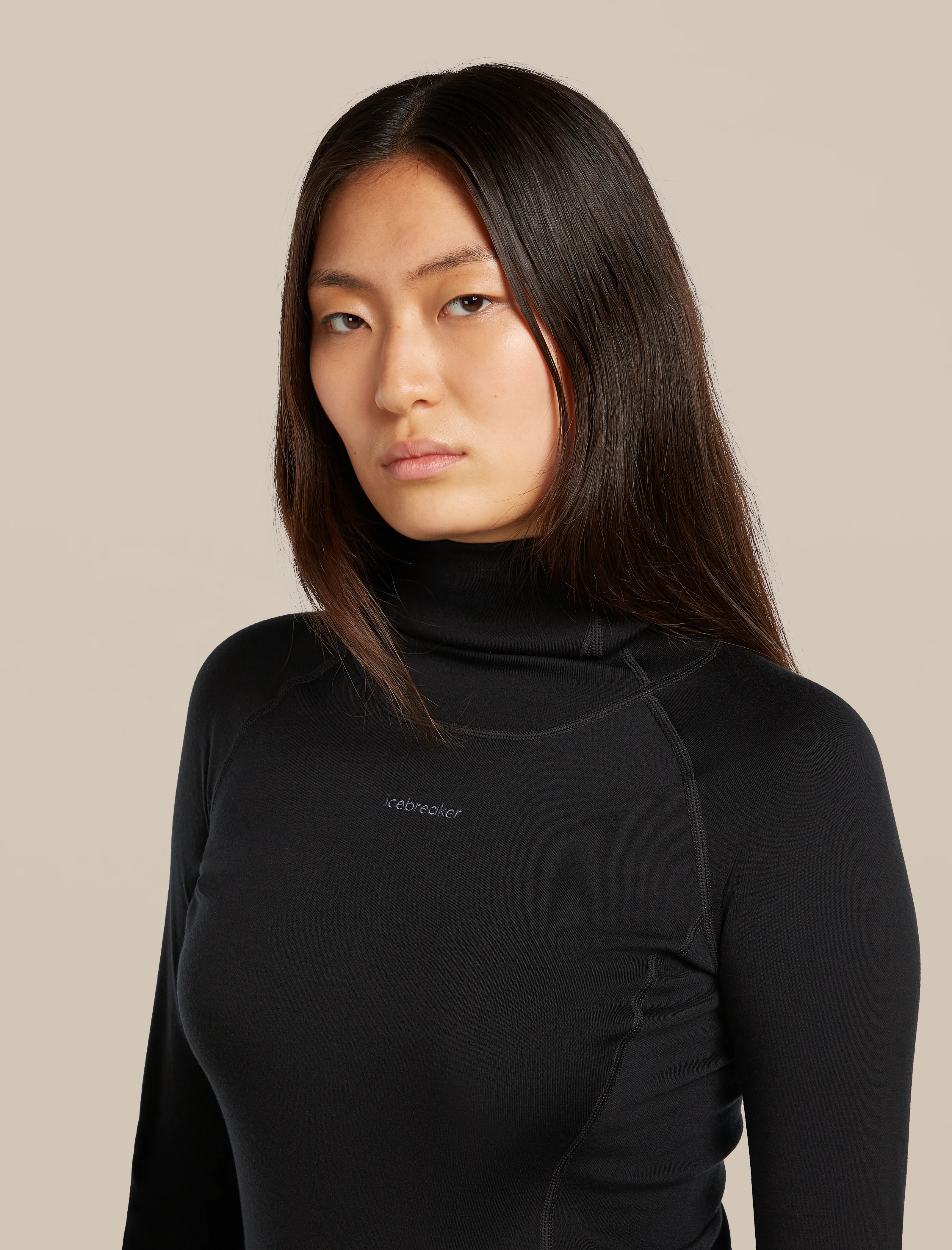 Top térmico de manga larga con cuello vuelto para mujer 300 MerinoFine™ Polar