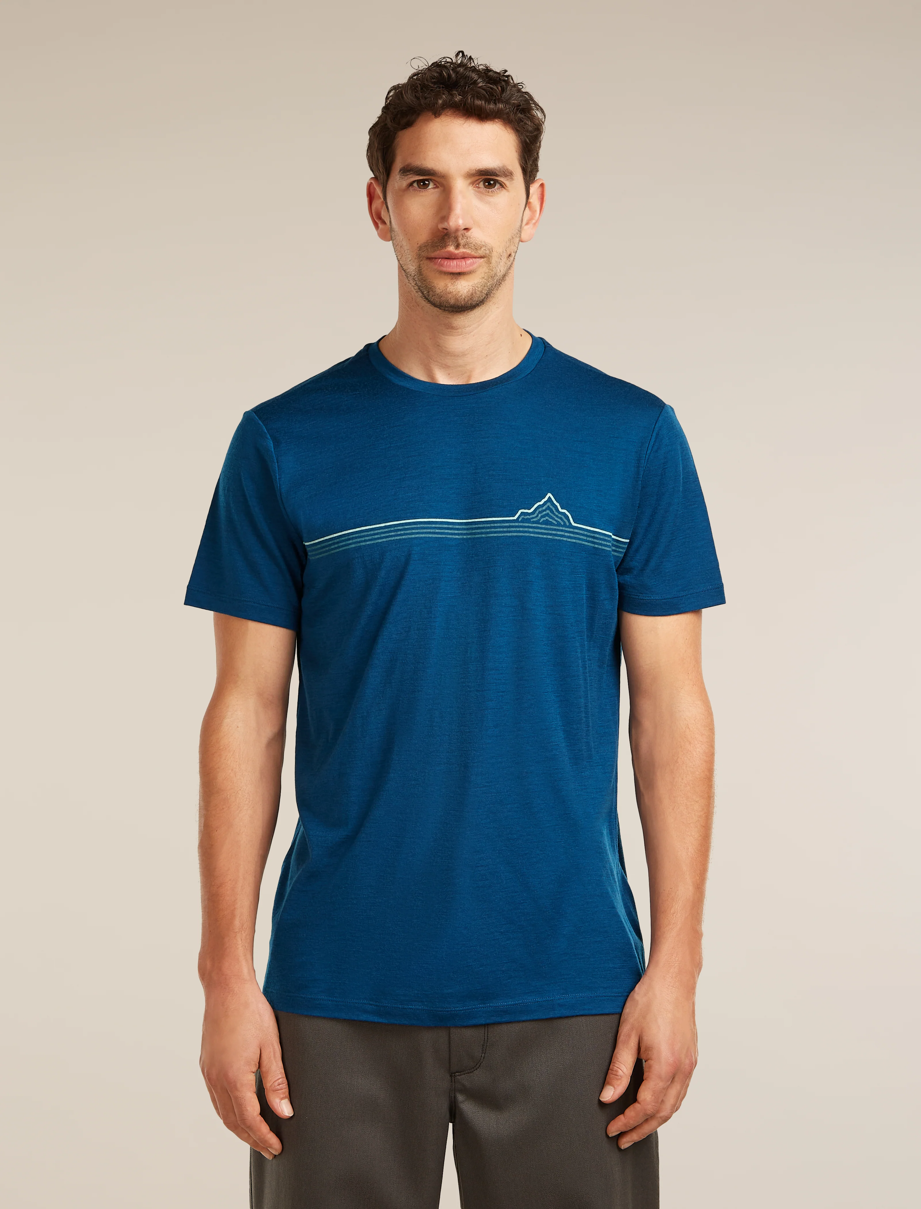 Camiseta corta de manga corta Merino 150 Tech Lite para hombre con estampado de rayas