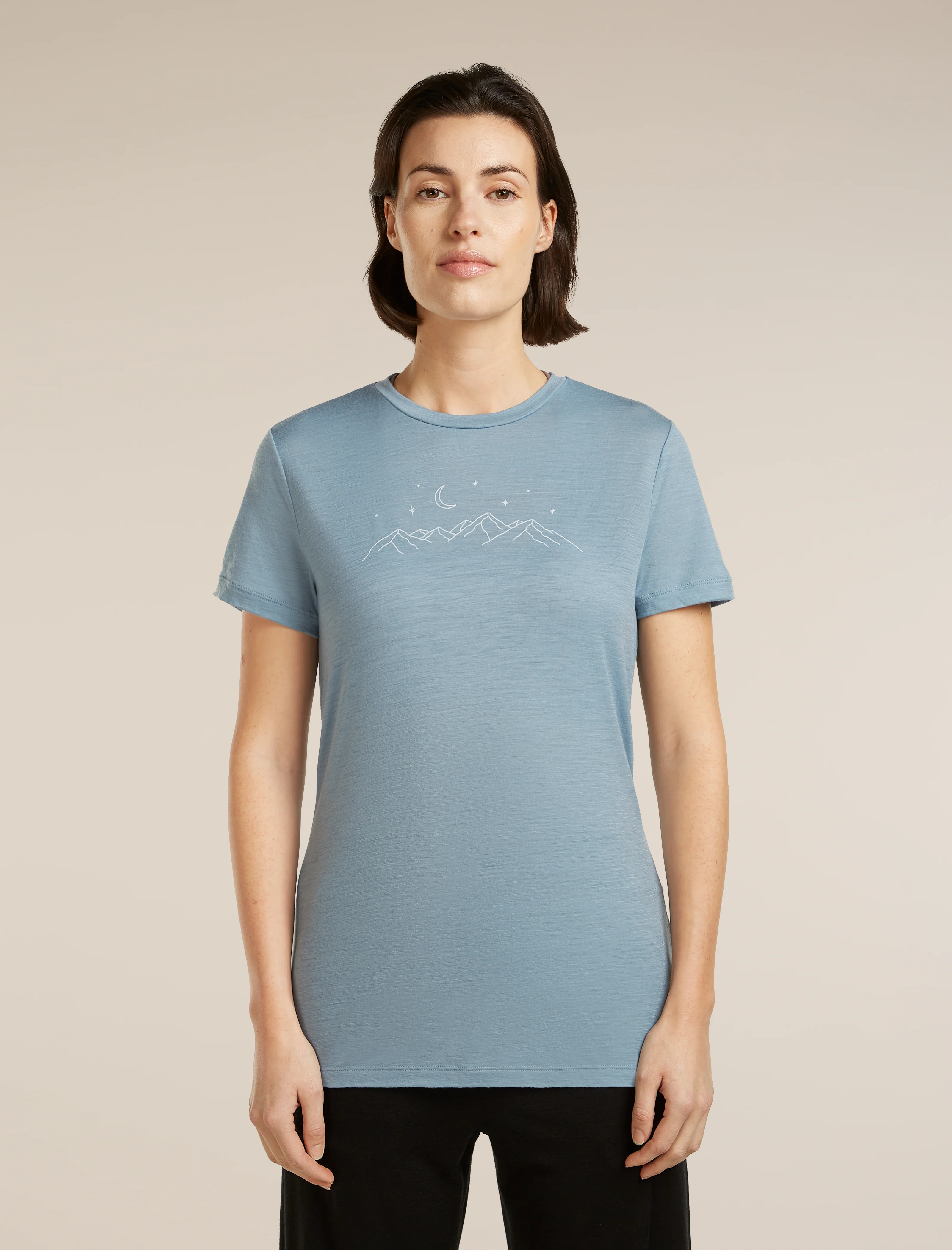Camiseta corta de manga técnica Merino 150 Lite para mujer con estrellas brillantes