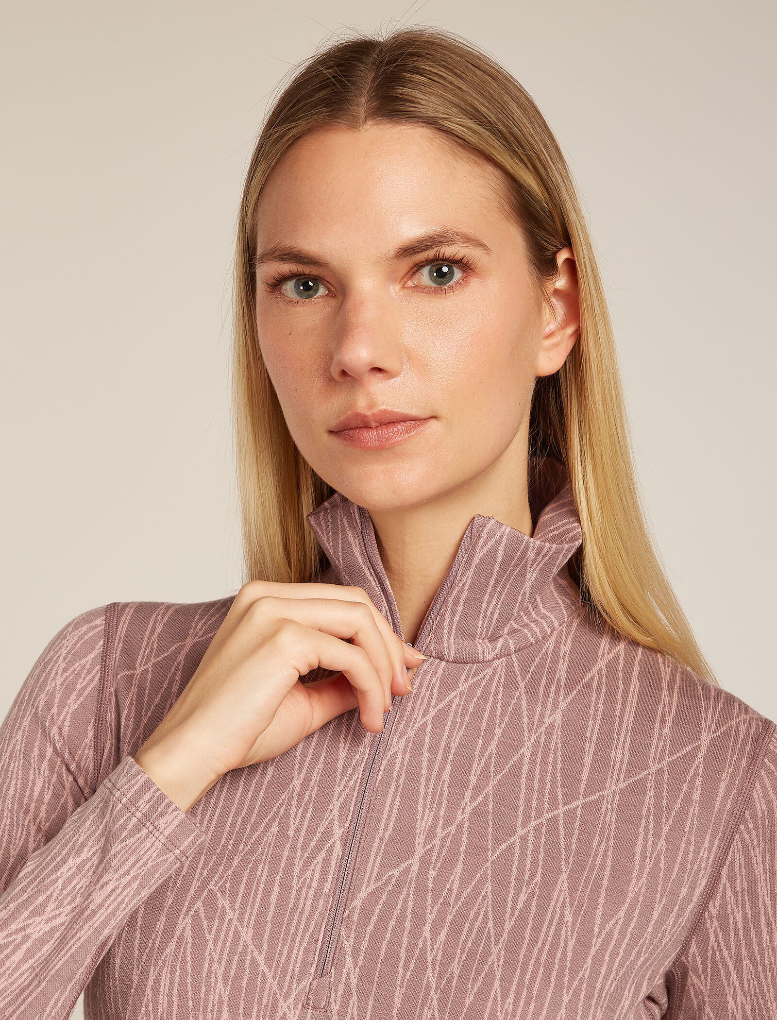 Camiseta térmica de manga larga con cierre a media altura Merino 260 Tech Vertex para mujer, líneas Delta