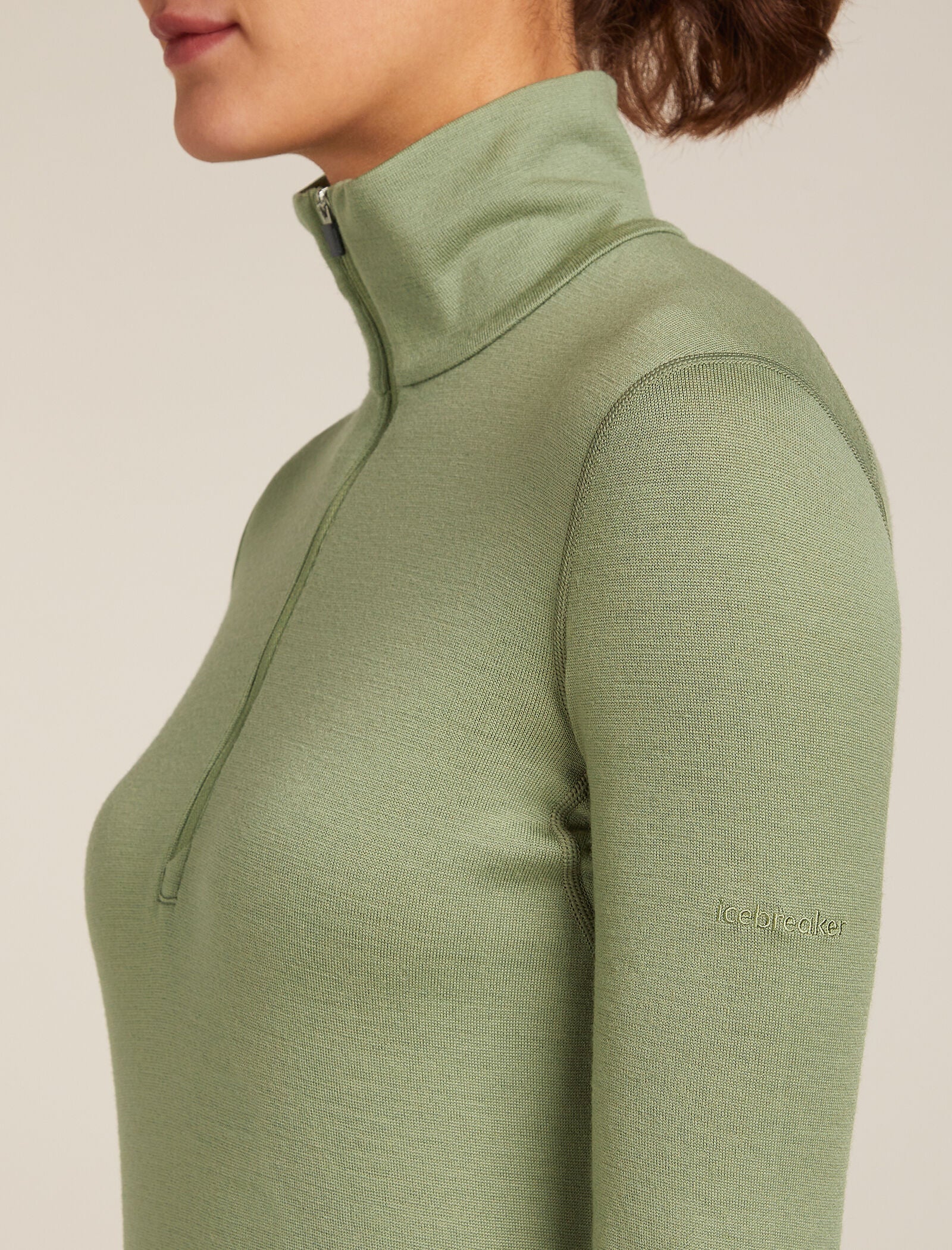 Camiseta térmica de manga larga con cierre a mitad de botón de lana merina 260 Tech para mujer