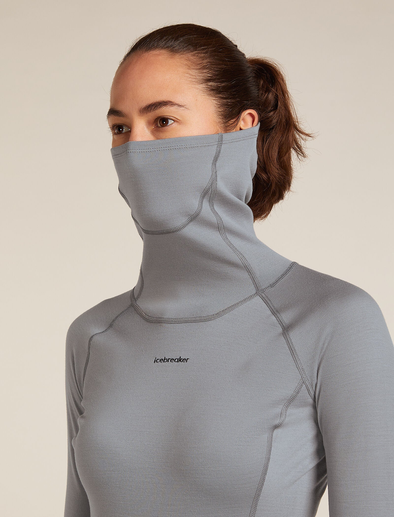 Top térmico de manga larga con cuello vuelto MerinoFine™ 300 para mujer