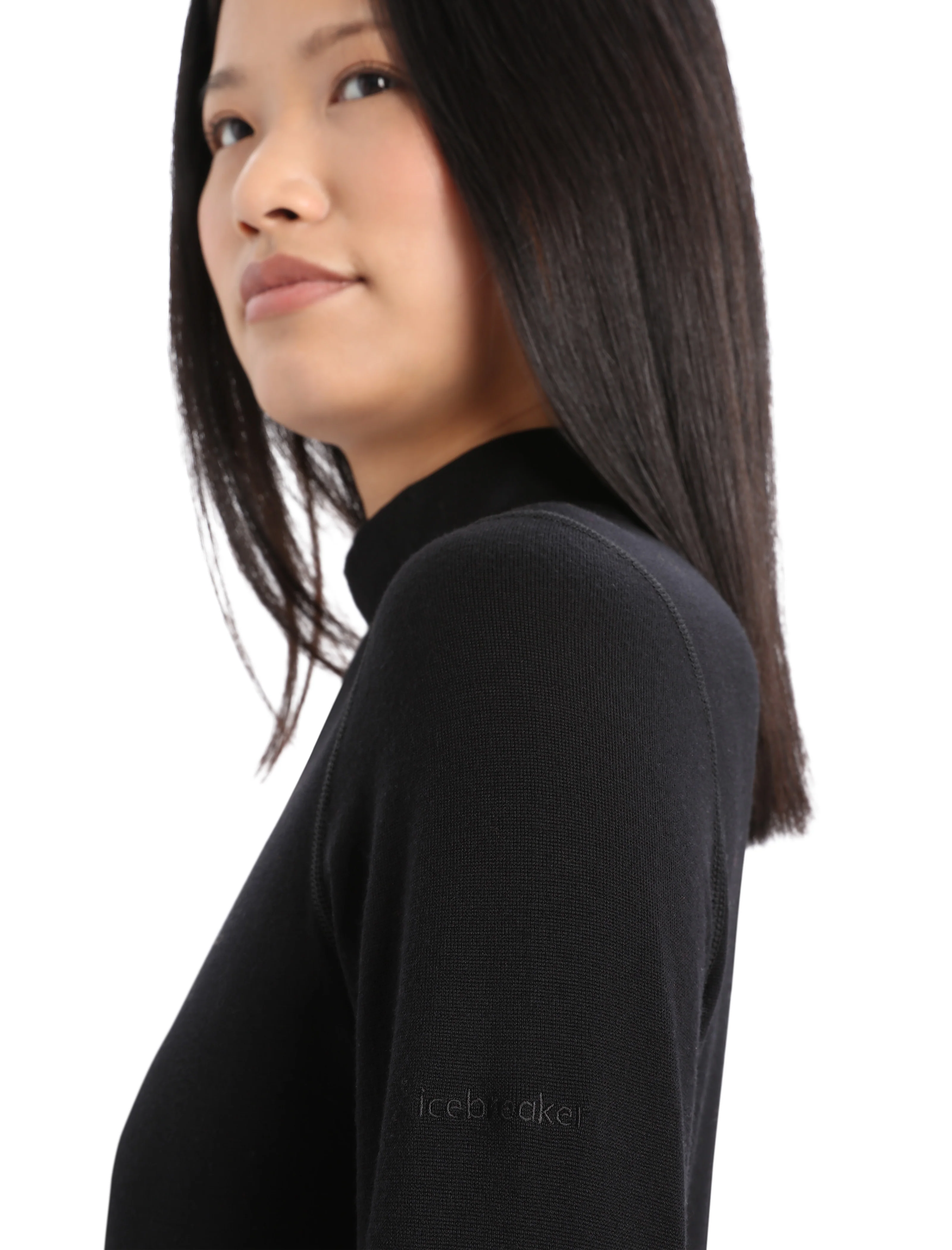 Camiseta térmica de manga larga con cuello vuelto de lana merina 260 Tech para mujer