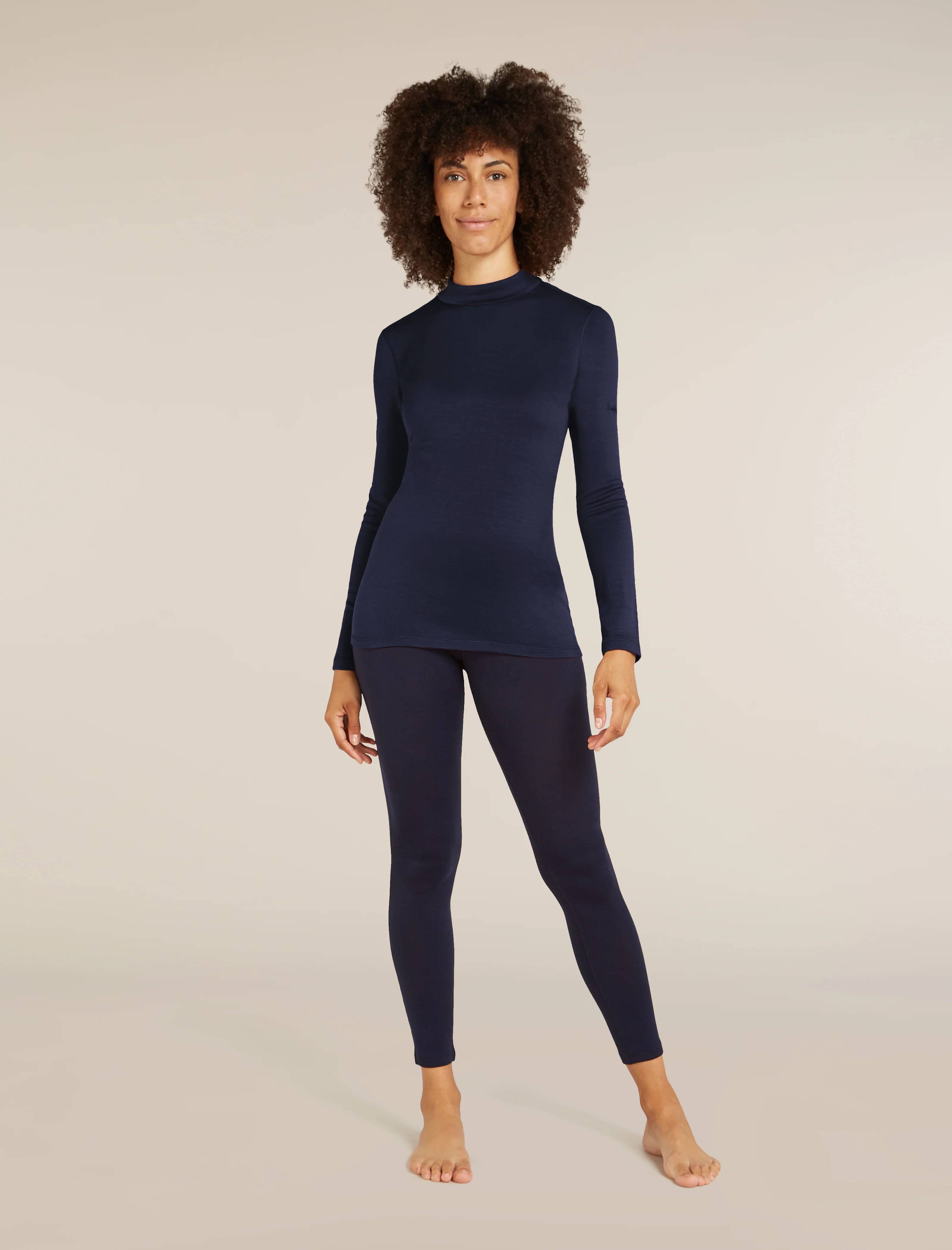 Camiseta térmica de manga larga con cuello vuelto de lana merina 260 Tech para mujer