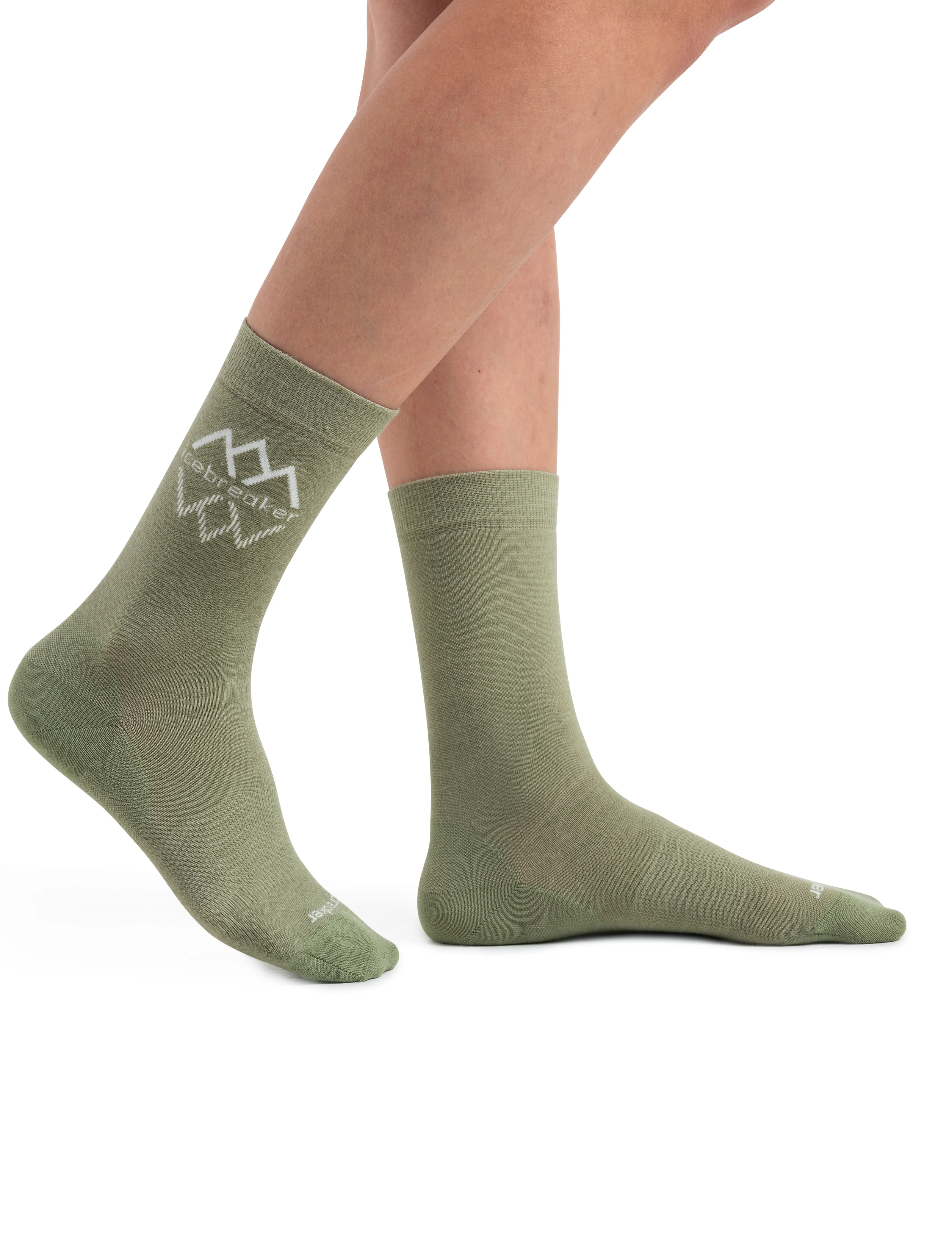 Calcetines de lana merina para mujer, estilo de vida, tejido fino, modelo crew con logo Icebreaker Reflections