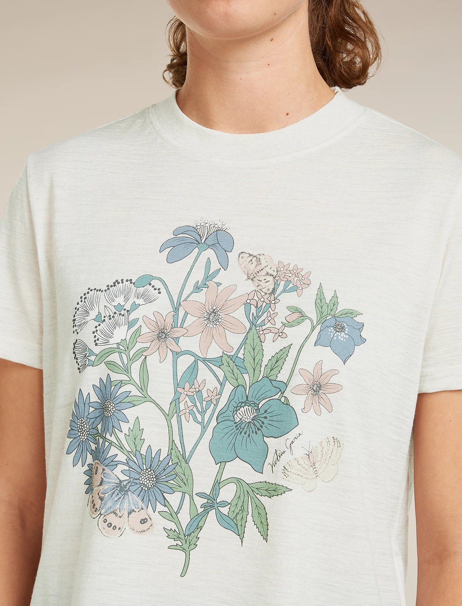 Camiseta Corta de Manga Corta Crop Tech Lite Merino 150 para Mujer NZ Flora
