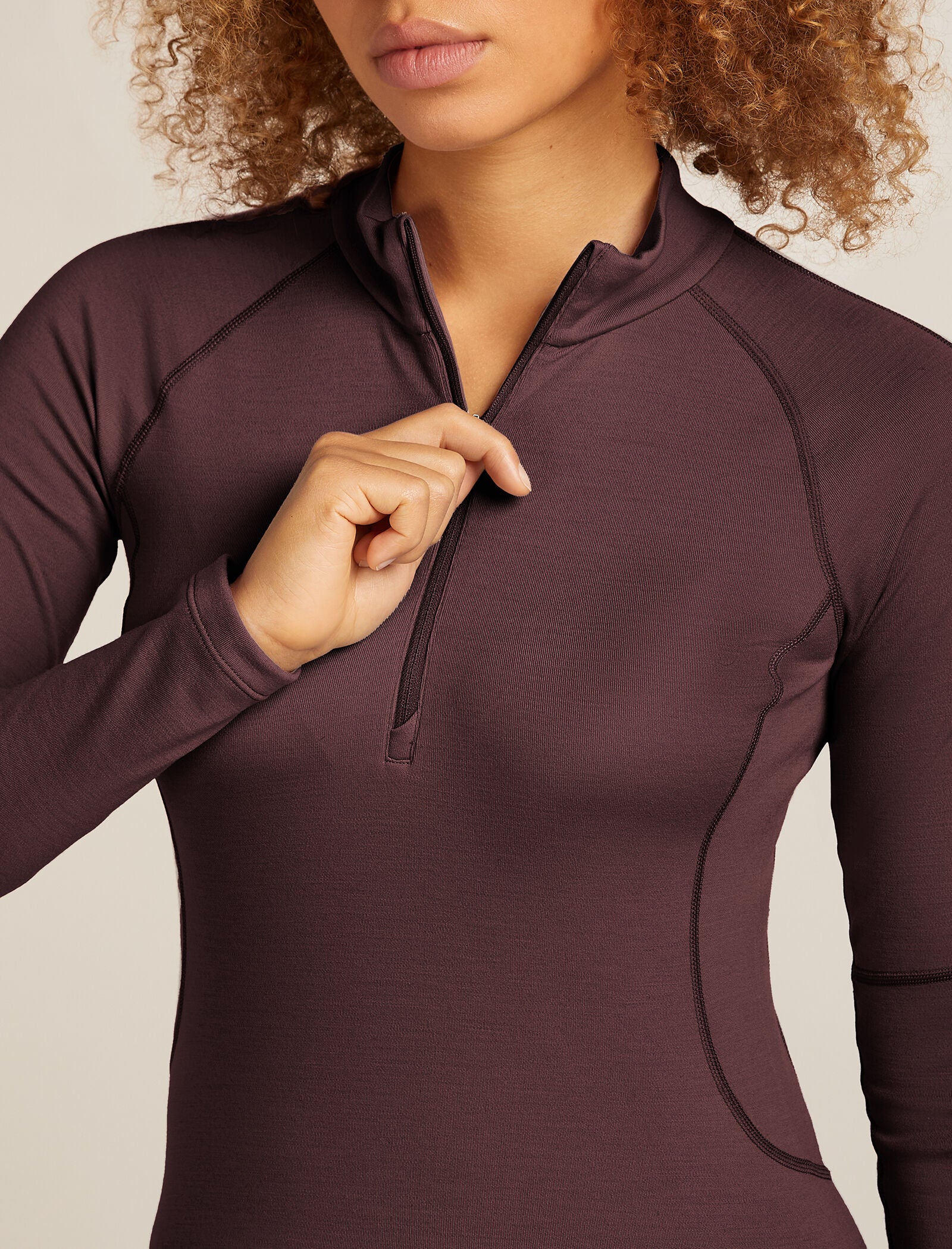 Top térmico de manga larga con cremallera hasta la mitad para mujer 300 MerinoFine™ Polar