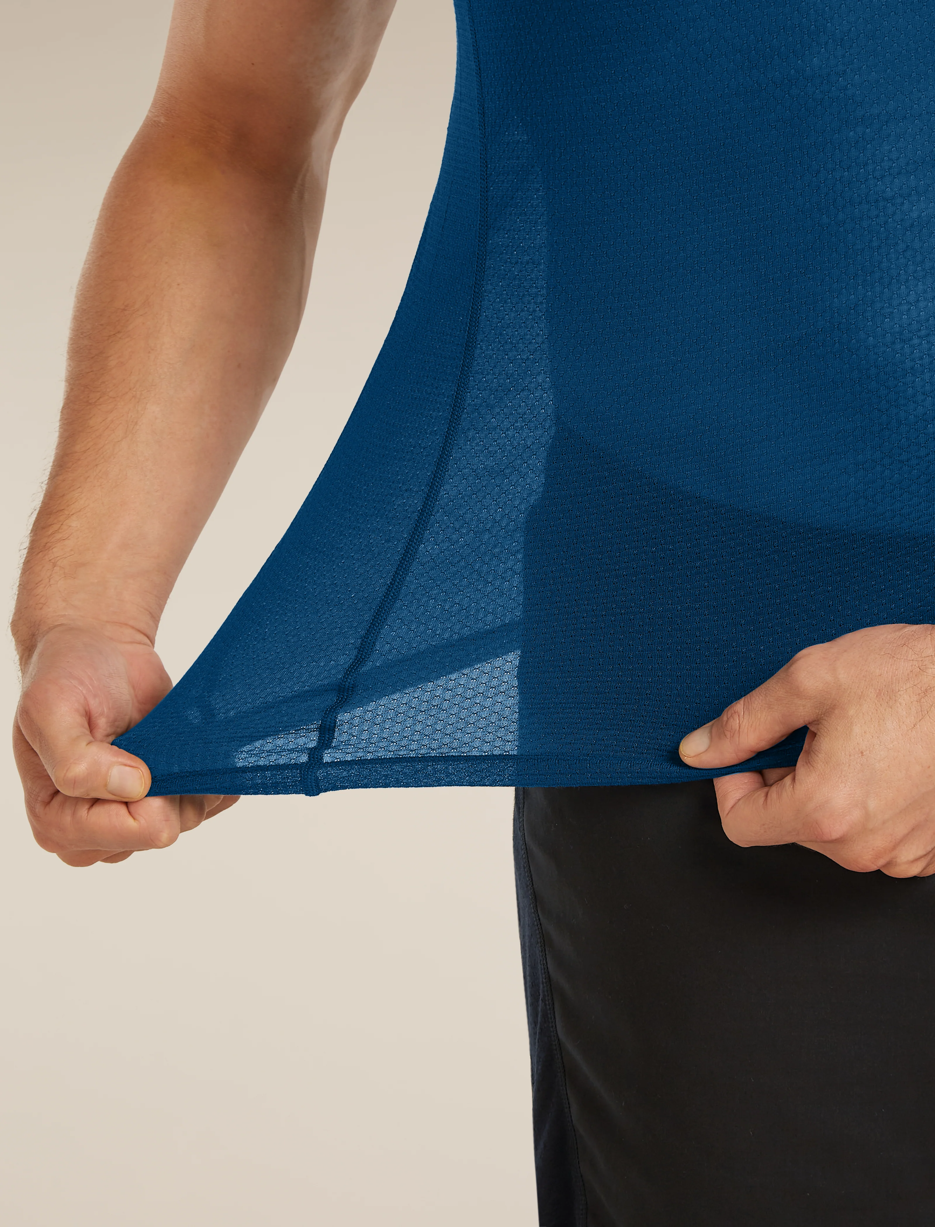 Camiseta corta de cuello redondo de mezcla de lana merina 75 Cool-Lite™ Featherlight™ para hombre