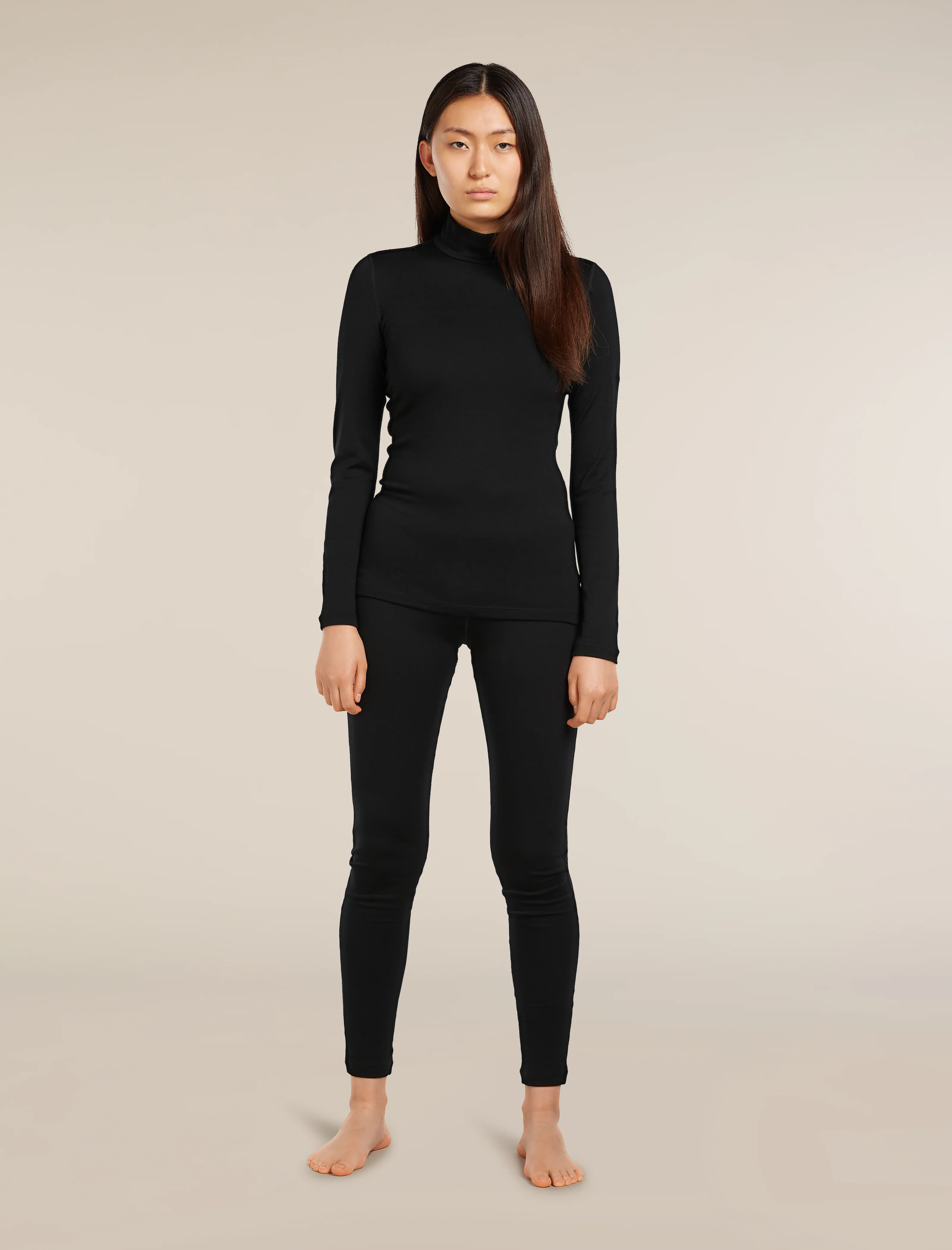Camiseta térmica de manga larga con cuello vuelto de lana merina 260 Tech para mujer