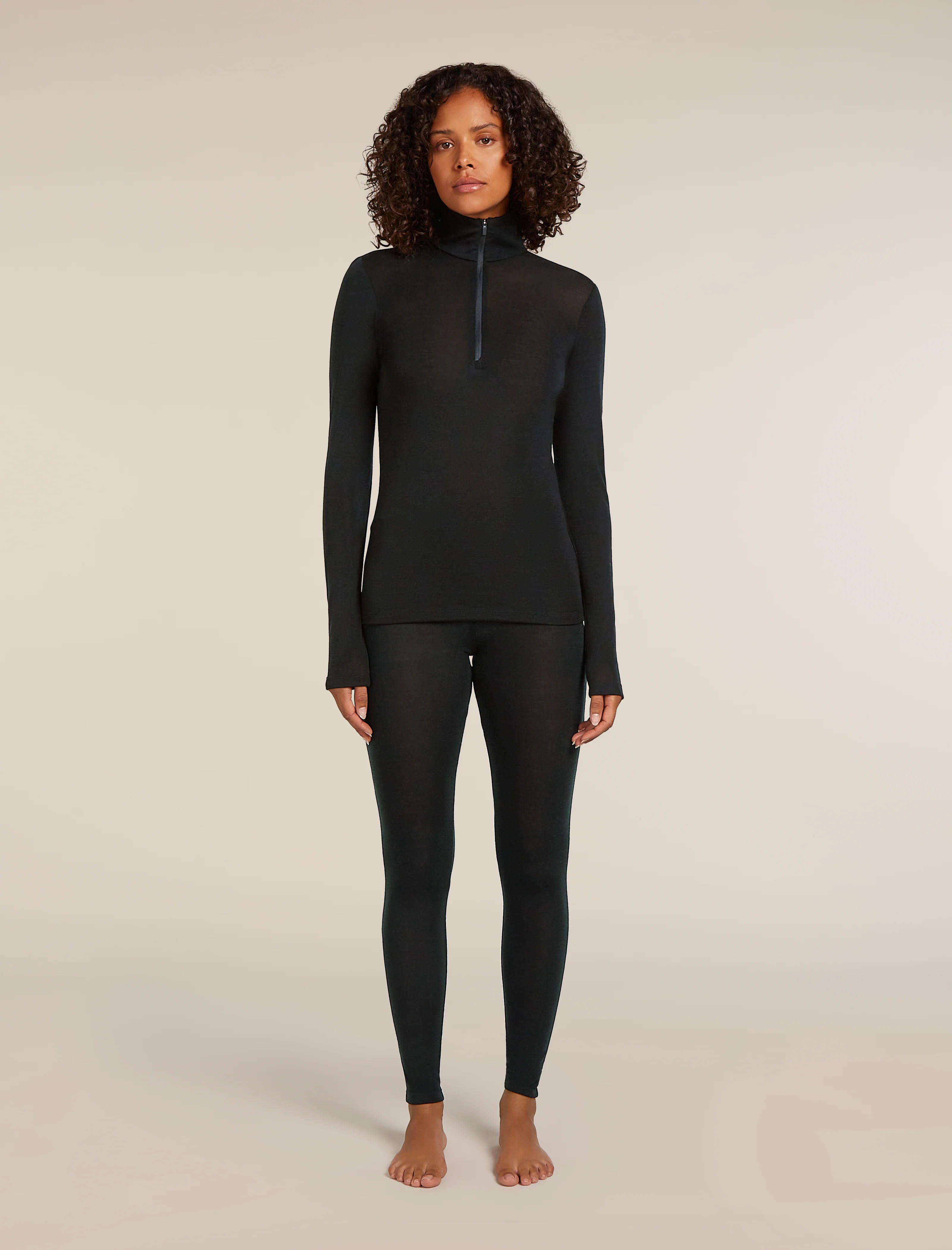 Top térmico de manga larga con botón a media cremallera para mujer Merino 175 Everyday