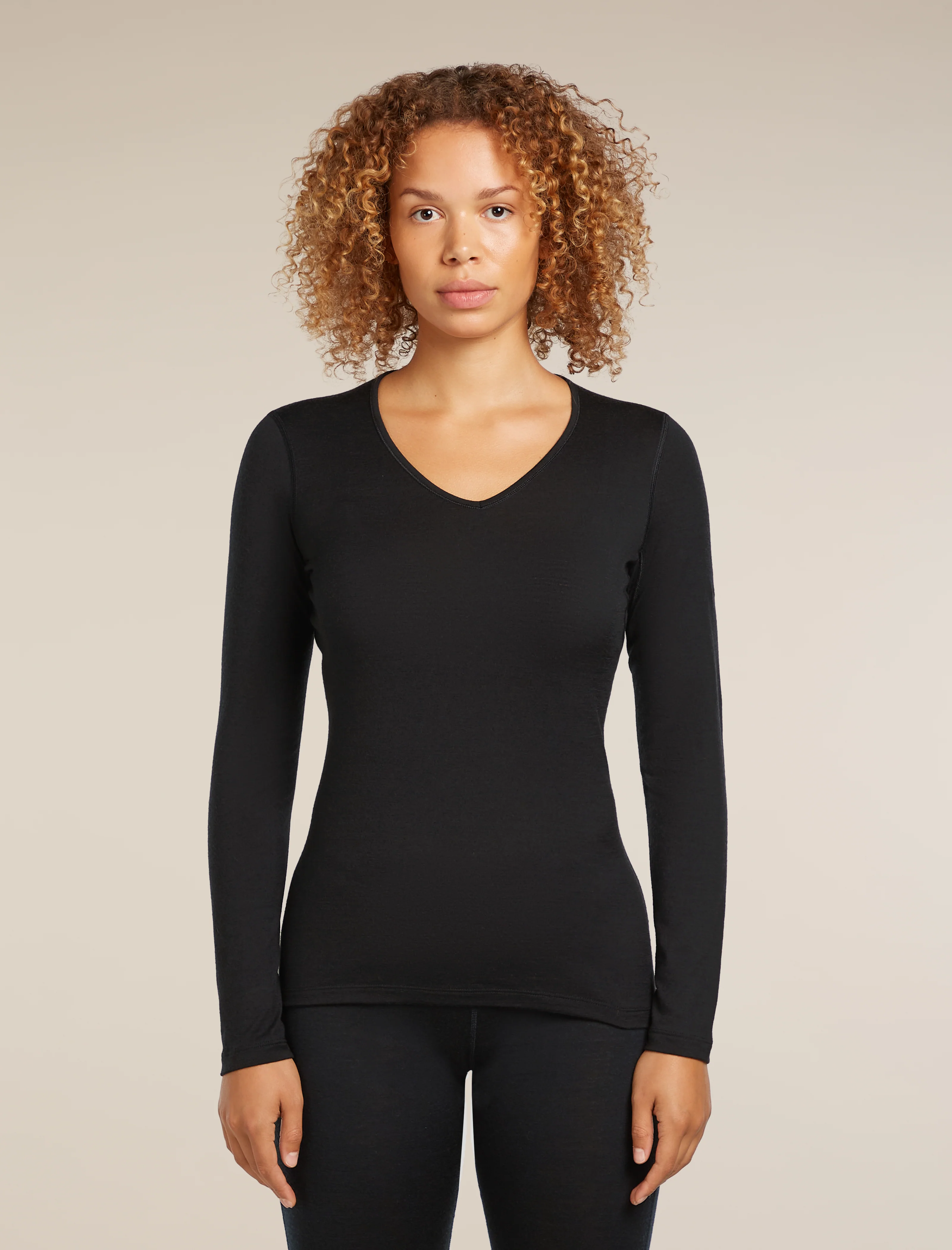 Camiseta térmica de manga larga con cuello en V para mujer Merino 200 Oasis