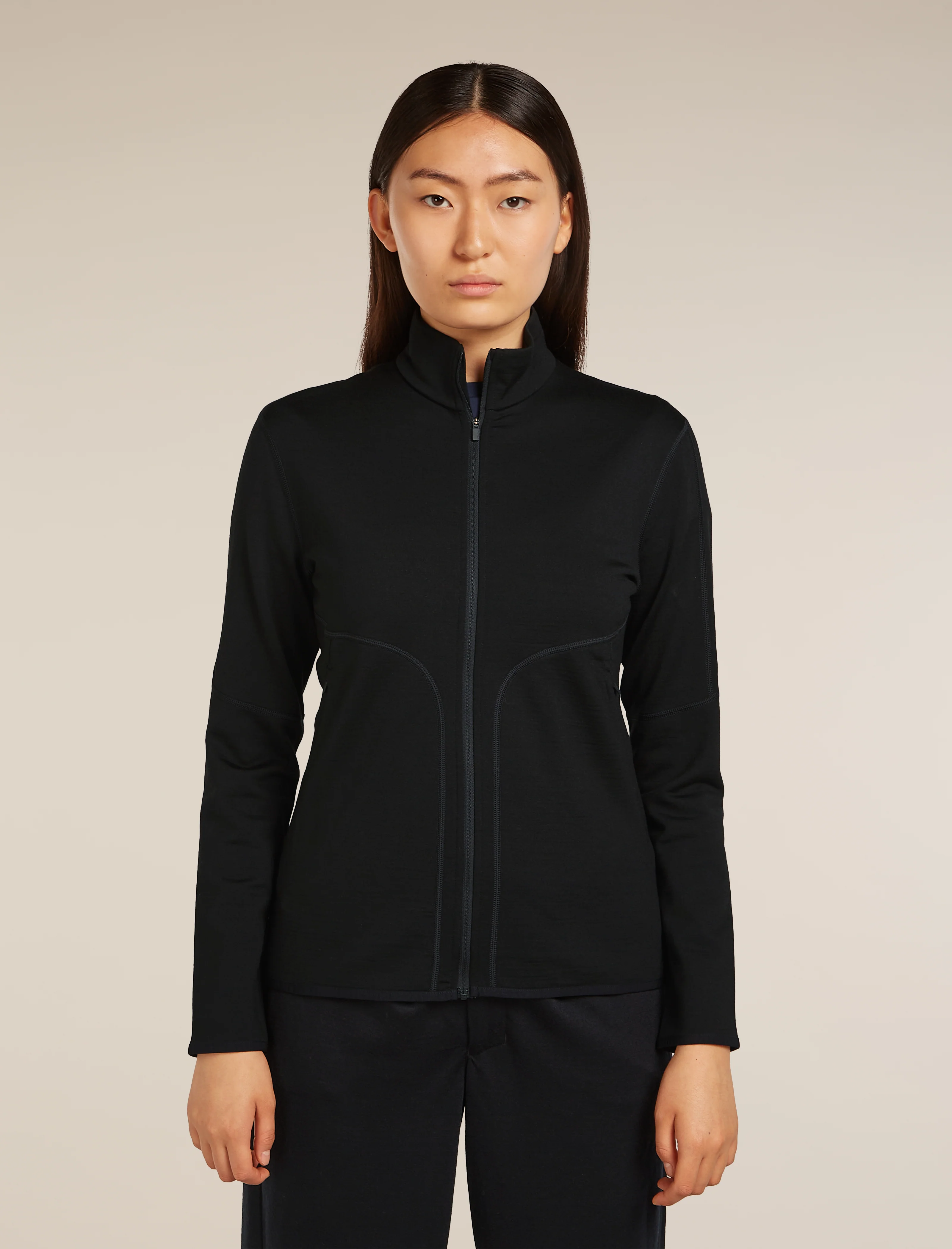 Camiseta larga de cuello alto con cremallera Merino 560 Realfleece™ para mujer