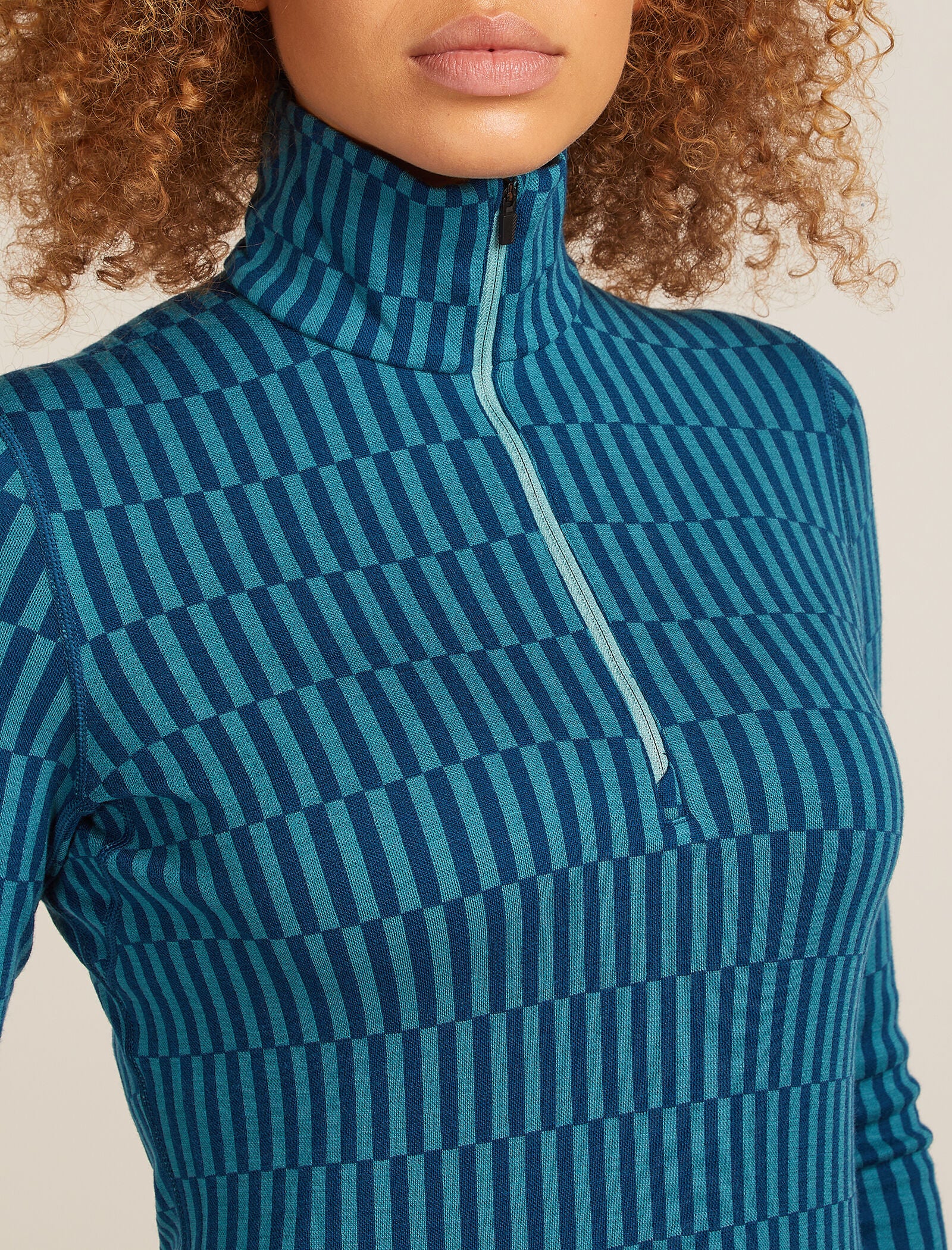 Camiseta térmica de manga larga con cuello tipo media cremallera y tejido Snow Grid para mujer Merino 260 Tech Vertex