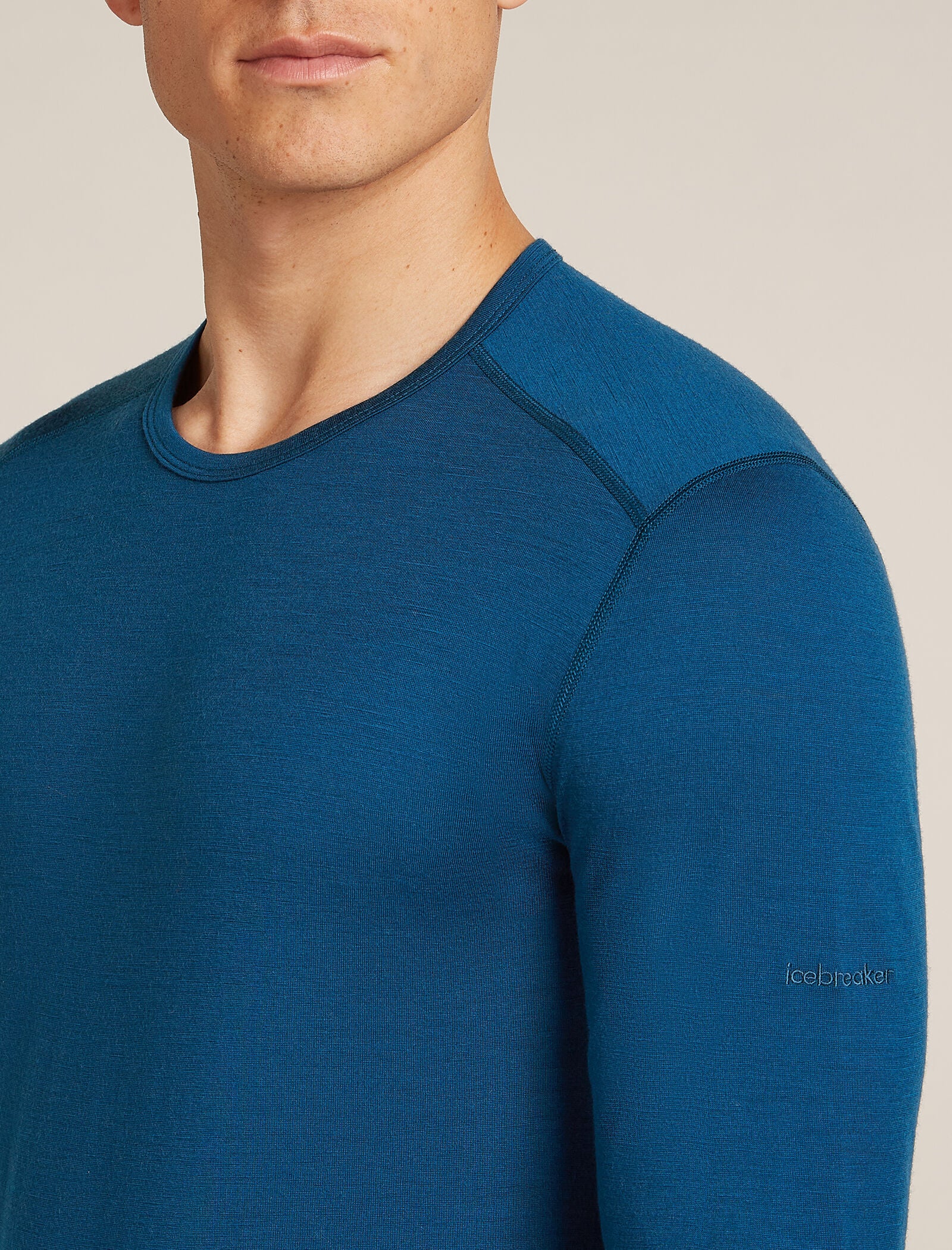 Camiseta térmica de manga larga Crewe de lana merina 200 Oasis para hombre