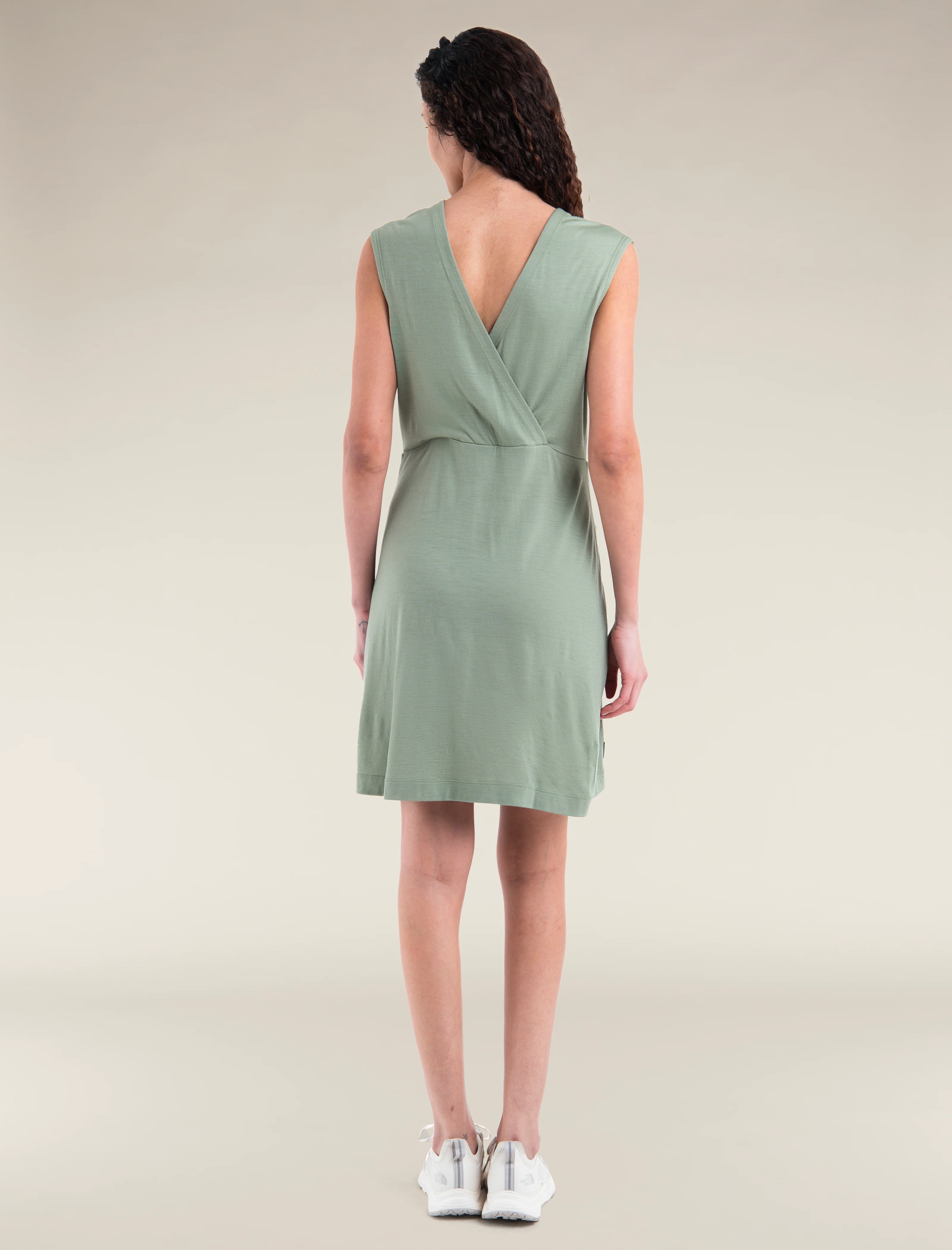 Vestido sin mangas de cuello en V Merino 200 Granary para mujer